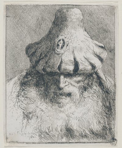Vanha mies, jolla on kartiomainen hattu tekijältä Giovanni Domenico Tiepolo