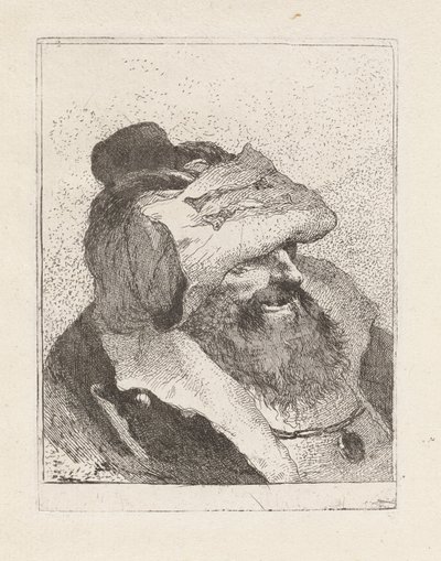 Vanhus hattu otsassaan, Raccolta di Testestä (Pääkokoelma) tekijältä Giovanni Domenico Tiepolo