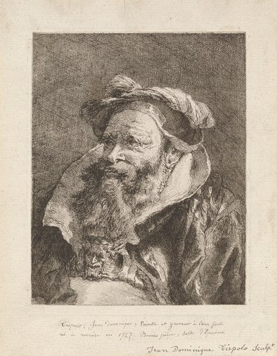 Vanha partainen mies, Raccolta di Testestä (Pääkokoelma) tekijältä Giovanni Domenico Tiepolo