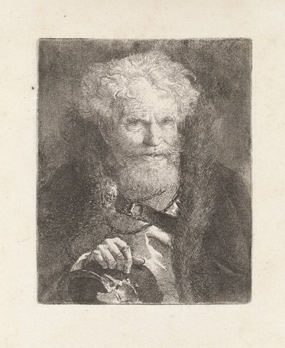 Vanha mies kypärä päässä, teoksesta Raccolta di Teste (Päiden kokoelma) tekijältä Giovanni Domenico Tiepolo