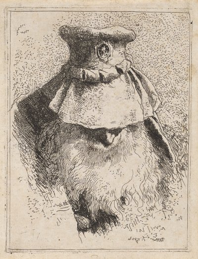 Vanhus suurella hatulla, Raccolta di Testestä (Pääkokoelma) tekijältä Giovanni Domenico Tiepolo