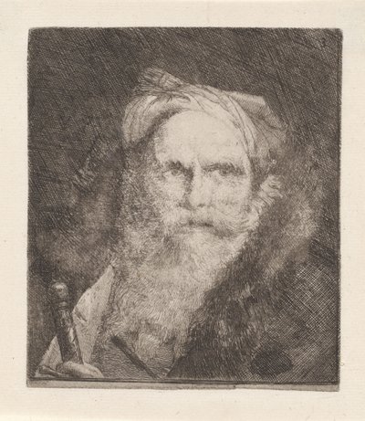 Vanha mies ja miekka, teoksesta Raccolta di Teste (Päiden kokoelma) tekijältä Giovanni Domenico Tiepolo
