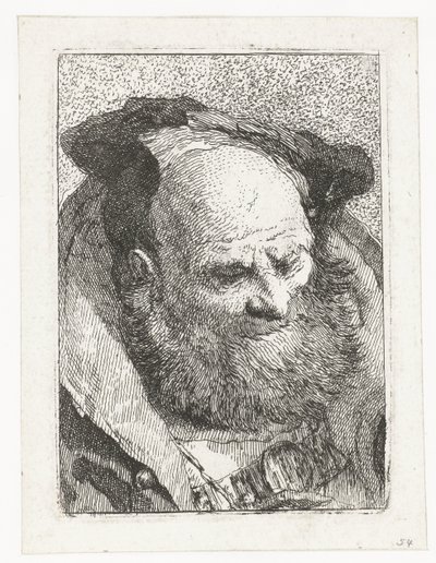 Vanha mies parta Pääkokoelma (sarjan nimi) Raccolta di Teste (sarjan nimi) tekijältä Giovanni Domenico Tiepolo