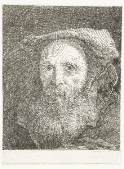 Vanha mies, jolla on parta ja baretti Pääkokoelma (sarjan nimi) Raccolta di Teste (sarjan nimi) tekijältä Giovanni Domenico Tiepolo