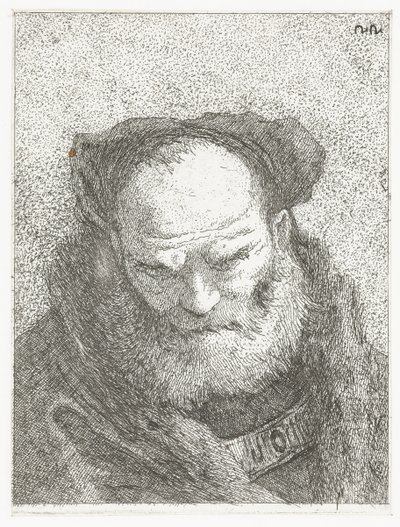 Vanha mies, jolla on parta ja kumara pää Pääkokoelma (sarjan nimi) Raccolta di Teste (sarjan nimi) tekijältä Giovanni Domenico Tiepolo