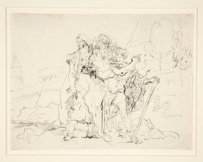 Priam ja seuralaiset Troijan muurien ulkopuolella tekijältä Giovanni Domenico Tiepolo
