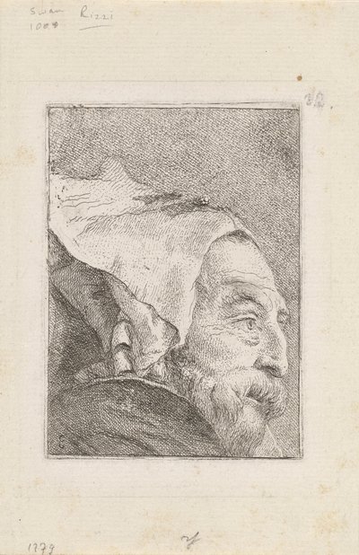 Vanhan miehen profiili, Raccolta di Teste (Pääkokoelma) tekijältä Giovanni Domenico Tiepolo