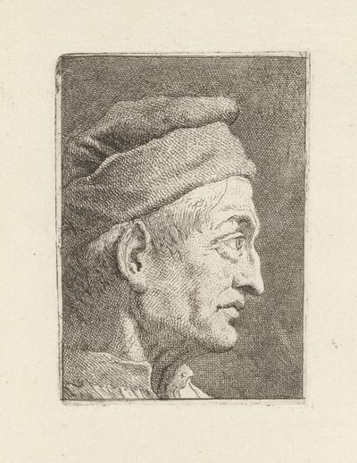 Vanhan miehen profiili, sarjasta Raccolta di Teste (Päiden kokoelma) tekijältä Giovanni Domenico Tiepolo