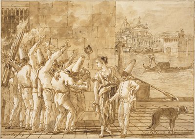Punchinellon jäähyväiset Venetsialle tekijältä Giovanni Domenico Tiepolo