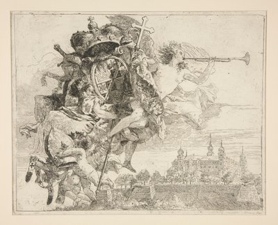 Carl Philipp von Greiffenklaun käsivarret sarjasta Kuvankaunis ideoita Egyptin lennon yli (Flight to Egypt) tekijältä Giovanni Domenico Tiepolo