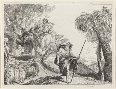 Lento Josephin kanssa etualalla tekijältä Giovanni Domenico Tiepolo