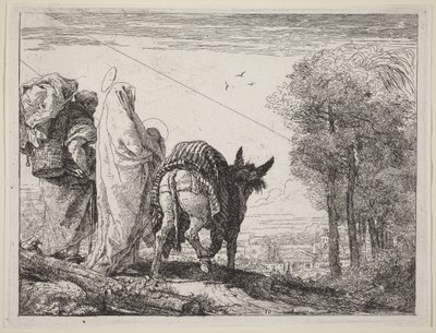 Pako, jossa pyhä perhe on vasemmalla tekijältä Giovanni Domenico Tiepolo