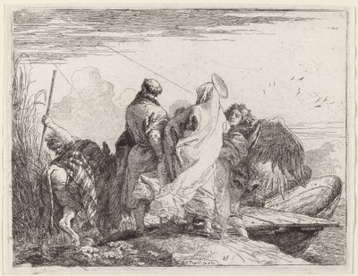 Pyhä perhe valmistautuu lähtöön tekijältä Giovanni Domenico Tiepolo