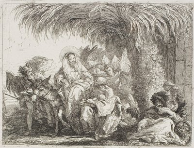 Pyhä perhe palmun alla, levy kuusi julkaisusta Lento Egyptiin tekijältä Giovanni Domenico Tiepolo