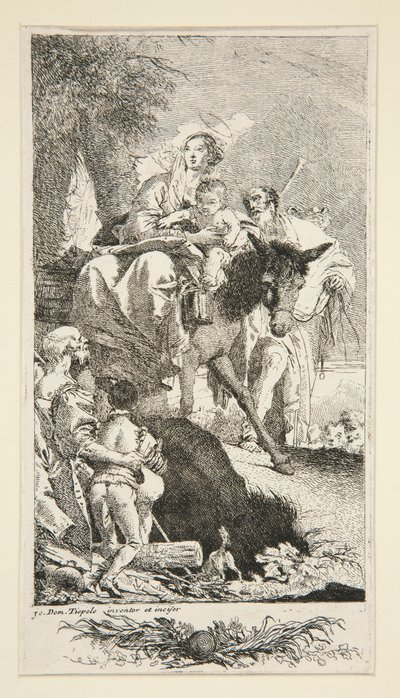Pyhä perhe kerjäläisen ja hänen poikansa kanssa tekijältä Giovanni Domenico Tiepolo