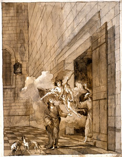 Pyhien Pietarin ja Johanneksen vapauttaminen vankilasta tekijältä Giovanni Domenico Tiepolo