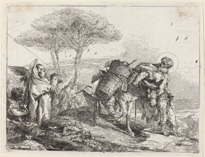 Madonna ja lapsi vasemmalla, enkelikansio tekijältä Giovanni Domenico Tiepolo