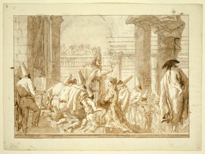 Punchinellon isän avioliitto tekijältä Giovanni Domenico Tiepolo