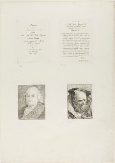 Nimilehti, Omistautuminen, Giambattista Tiepolon muotokuva, parrakas vanha mies tekijältä Giovanni Domenico Tiepolo
