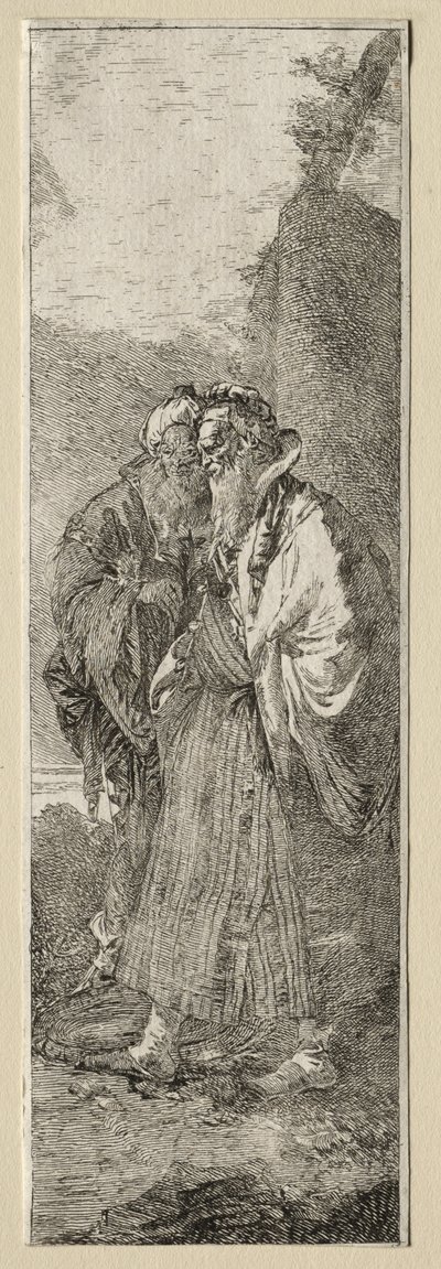 Kaksi vanhaa miestä maisemassa tekijältä Giovanni Domenico Tiepolo