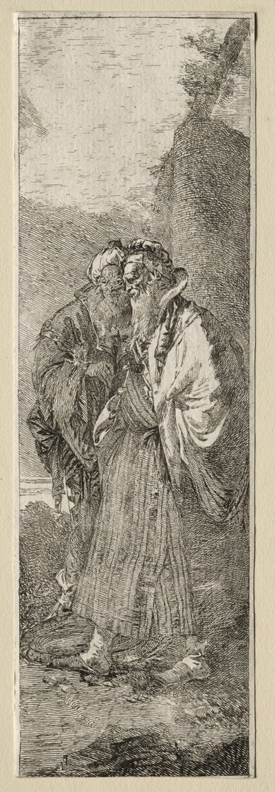Kaksi vanhaa miestä maisemassa. tekijältä Giovanni Domenico Tiepolo