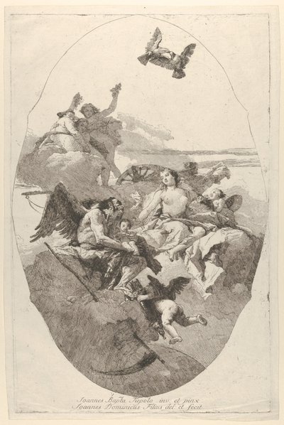 Venus uskoi Amorin ajalle, 1758-80. tekijältä Giovanni Domenico Tiepolo