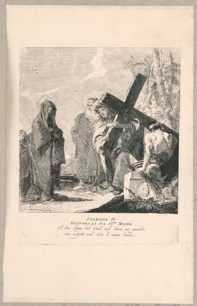 Via crucis - asema IV, hän tapaa äitinsä tekijältä Giovanni Domenico Tiepolo