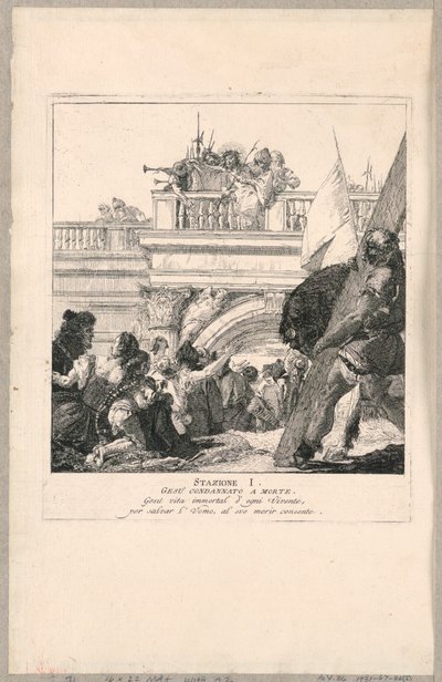 Via crucis - Station I, Jeesus kuolemaan tuomittu tekijältä Giovanni Domenico Tiepolo