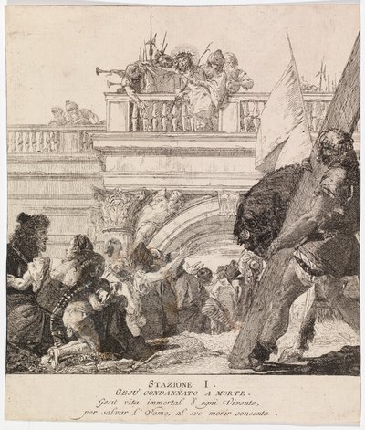 Via crucis - Asema I. Jeesus tuomitaan kuolemaan. tekijältä Giovanni Domenico Tiepolo