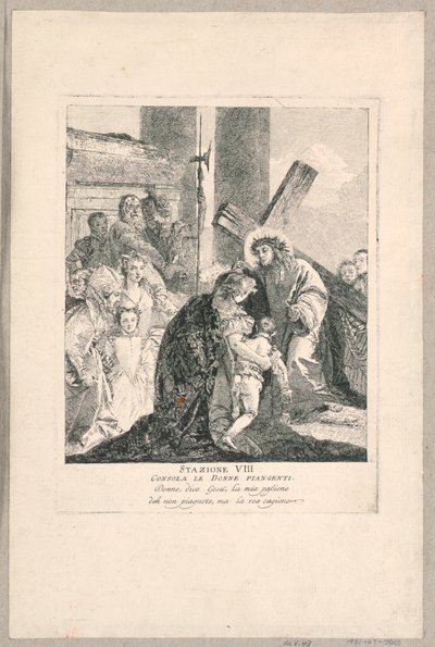 Via crucis - Station VIII, hän lohduttaa itkeviä naisia tekijältä Giovanni Domenico Tiepolo
