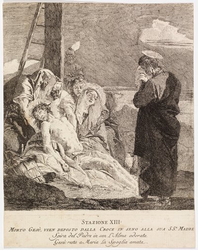 Via crucis - Asema XIII. Jeesus otetaan alas ristiltä tekijältä Giovanni Domenico Tiepolo