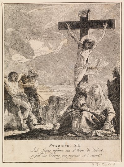 Via crucis - Asema XII. Jeesus kuolee ristillä tekijältä Giovanni Domenico Tiepolo