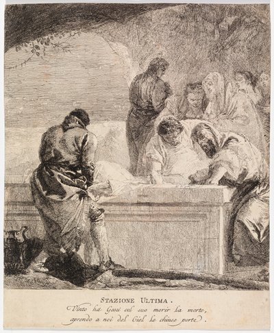 Via crucis - Asema XIV. Jeesus lasketaan hautaan tekijältä Giovanni Domenico Tiepolo
