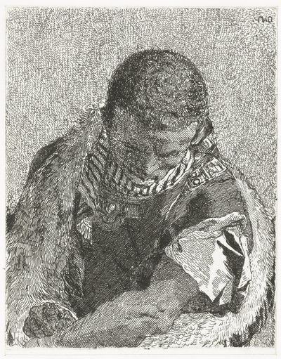 Musta poika, jolla on kumara pää Pääkokoelma (sarjan nimi) Raccolta di Teste (sarjan nimi) tekijältä Giovanni Domenico Tiepolo