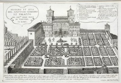 Näkymä Toscanan suurherttuan puutarhaan ja palatsiin, Roomaan tekijältä Giovanni Domenico de