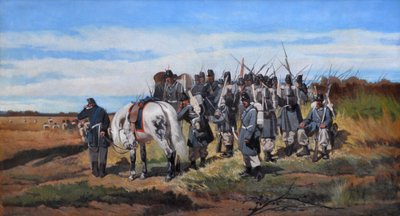 Sotilaallinen tiedustelu, partiointi, noin 1861 (öljy kankaalle) tekijältä Giovanni Fattori