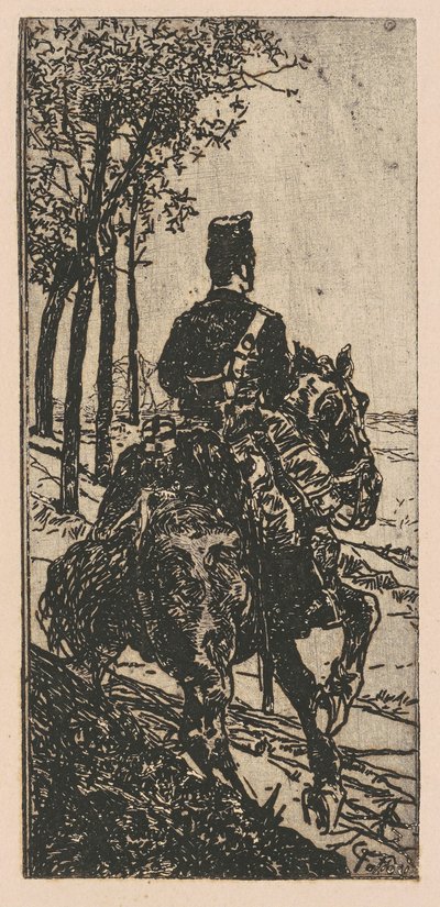 Tykistosotilas hevosen selässä tekijältä Giovanni Fattori