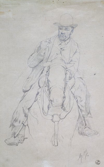 Buttero hevosen selässä (Toscanan cowboy) tekijältä Giovanni Fattori