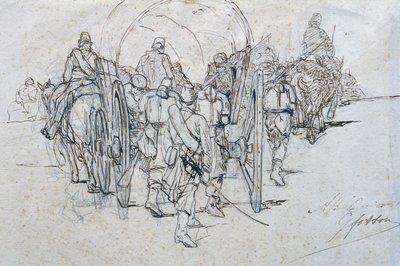 Tarvikkeiden saattue marssilla tekijältä Giovanni Fattori