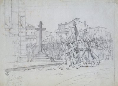 Ranskan joukkojen sisääntulo Livornoon tekijältä Giovanni Fattori