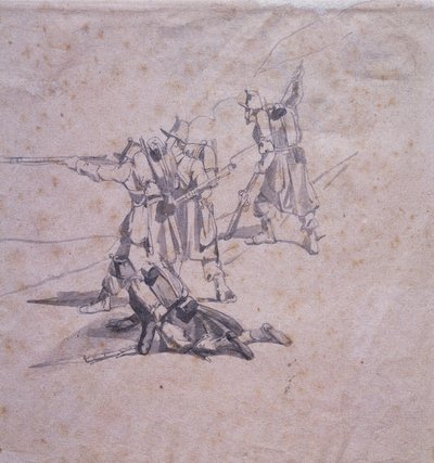 Neljä sotilasta toiminnassa tekijältä Giovanni Fattori