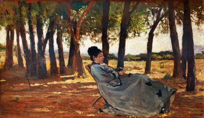 Madam Martelli Castiglioncello, noin 1867, kirjoittanut Giovanni Fattori (1825-1908), öljy paneelille, 20x33 cm tekijältä Giovanni Fattori