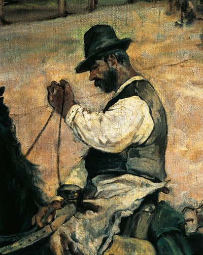 Nuorten härkien merkintä Maremmassa, noin 1887, Giovanni Fattori (1825-1908), 86x172 cm, Yksityiskohta tekijältä Giovanni Fattori