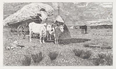 Härät kärryyn (Maremma) [Bovi al carro (Maremma)] tekijältä Giovanni Fattori