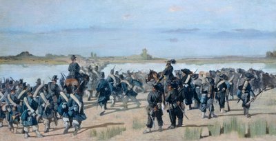 Mincio-joen ohittaminen, Giovanni Fattori (1825-1908) tekijältä Giovanni Fattori