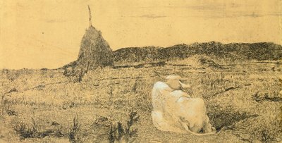 Giovanni Fattorin (1825-1908) Pio Bove (Hurrasta tai rauhallinen härkä), etsaus tekijältä Giovanni Fattori