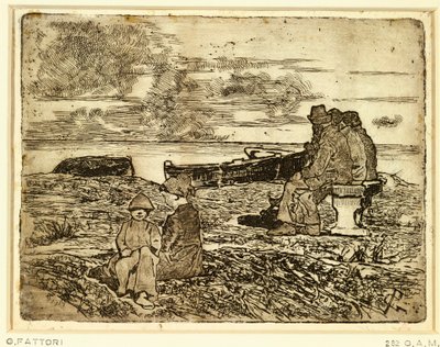 Merimiehet lepäämässä Giovanni Fattori (1825-1908), etsaus tekijältä Giovanni Fattori