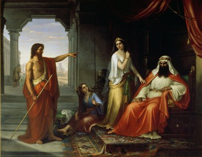 Johannes Kastaja nuhtelee Herodesta. tekijältä Giovanni Fattori