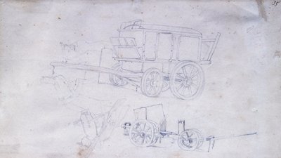 Kaksi kärryä ja kaksi sotilasta tekijältä Giovanni Fattori
