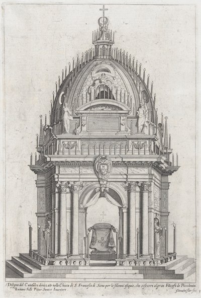 Katafalkin suunnittelu Francesco Piccolominille, 1607. tekijältä Giovanni Florimi